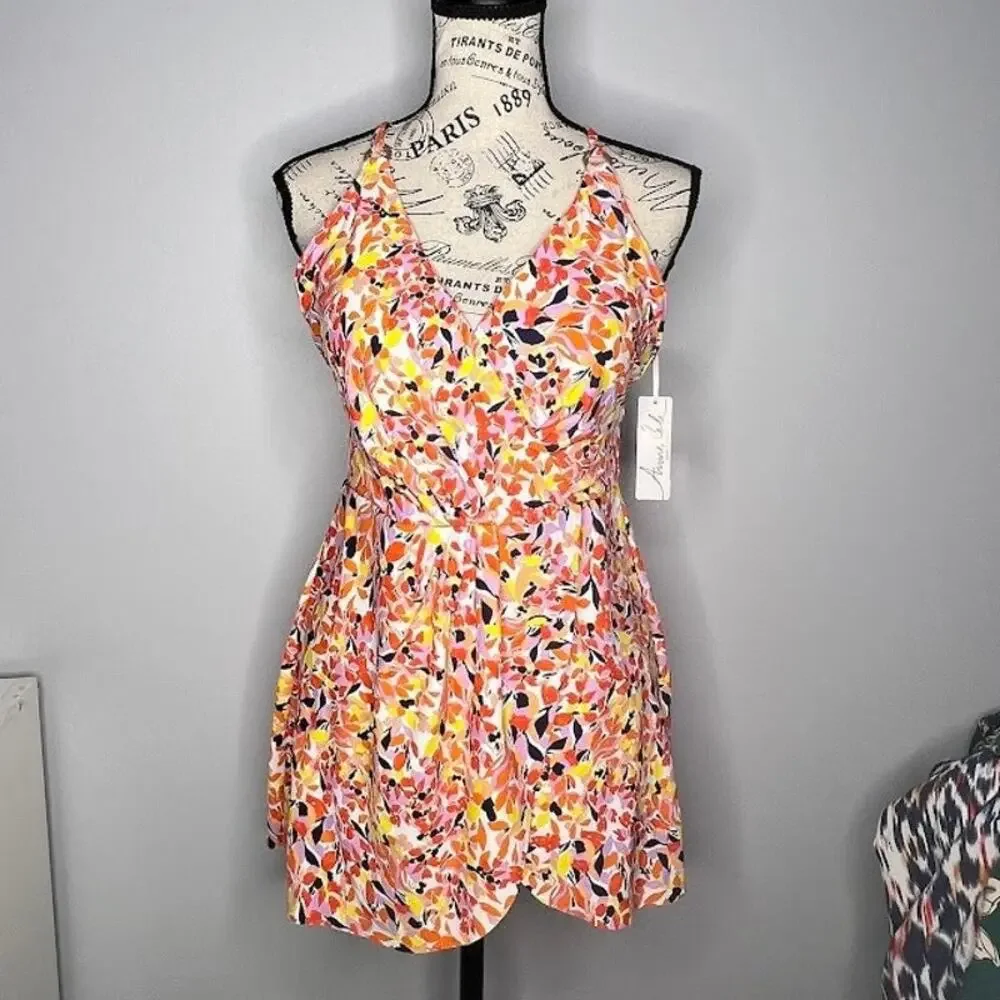 Anne Cole (10) V Neck Surplice Maillot One Piece Skirt Bottom Swim Dress